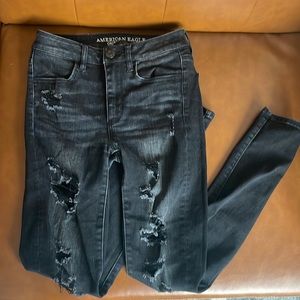 American Eagle Distressed Black Hi-Rise Jeggings